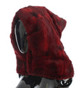 Sciarpa-Cappello con Cappuccio Dolce & Gabbana in pelliccia di hamster bordeaux all'uncinetto