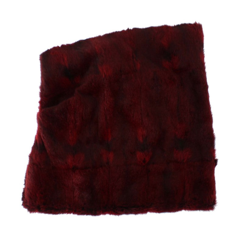 Sciarpa-Cappello con Cappuccio Dolce & Gabbana in pelliccia di hamster bordeaux all'uncinetto