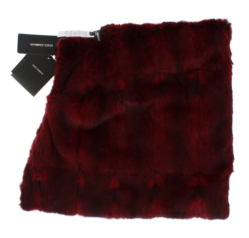Sciarpa-Cappello con Cappuccio Dolce & Gabbana in pelliccia di hamster bordeaux all'uncinetto