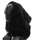 Dolce & Gabbana Cappello Sciarpa con Cappuccio in Pelliccia di Visone Nera e Uncinetto