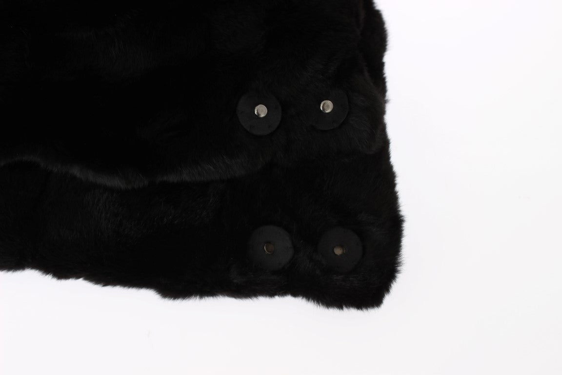 Dolce & Gabbana Cappello Sciarpa con Cappuccio in Pelliccia di Visone Nera e Uncinetto