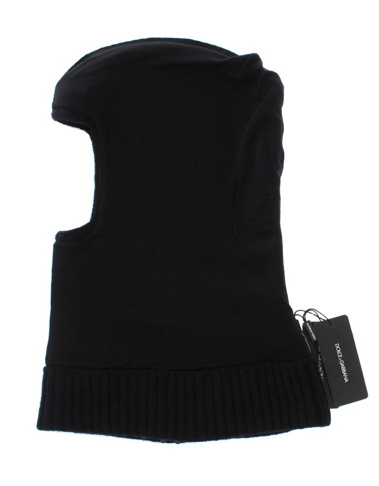 Dolce & Gabbana Scaldacollo Cappello in Maglia Nera con Paillettes