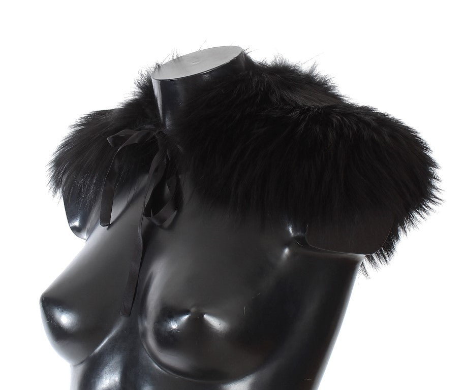 Sciarpa con colletto in pelliccia di volpe nera Dolce & Gabbana