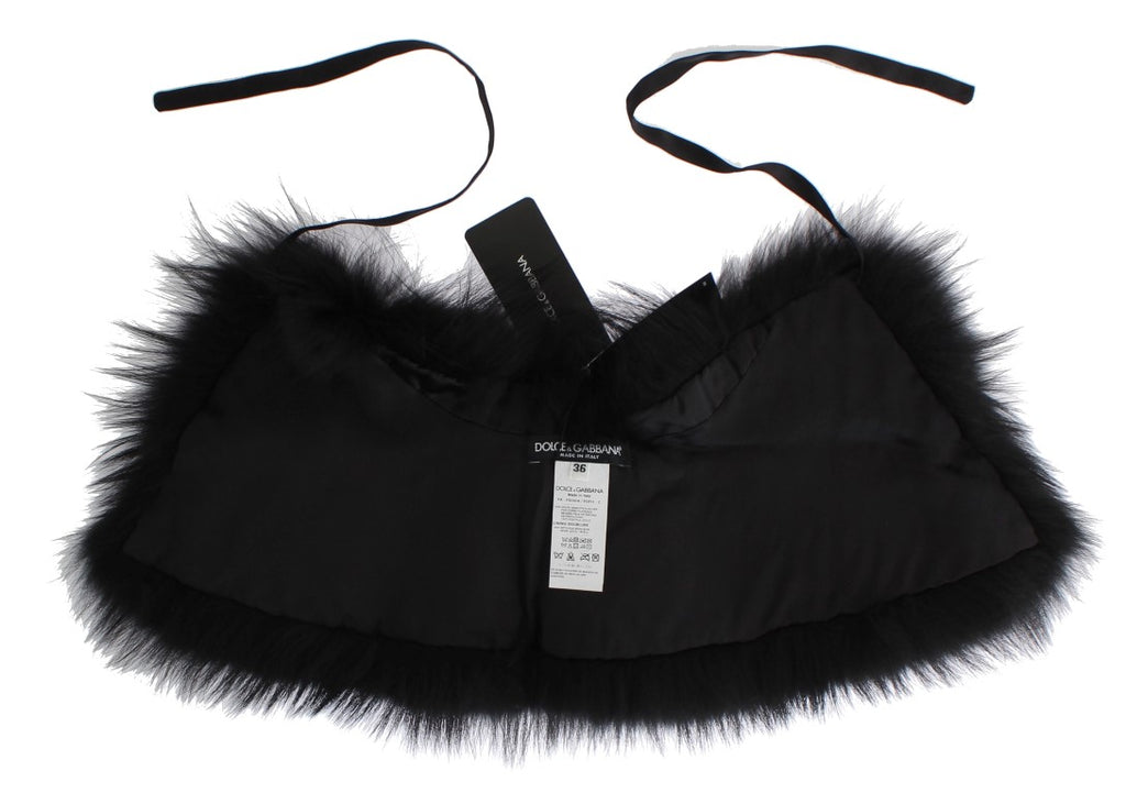 Sciarpa con colletto in pelliccia di volpe nera Dolce & Gabbana