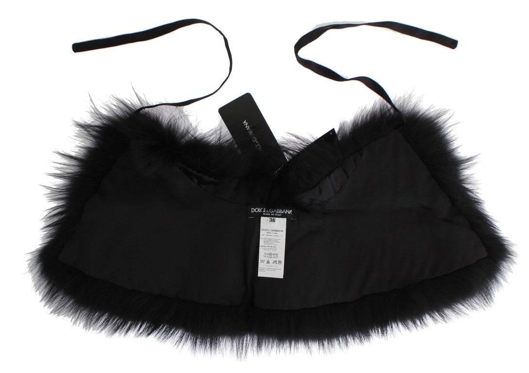 Sciarpa con colletto in pelliccia di volpe nera Dolce & Gabbana