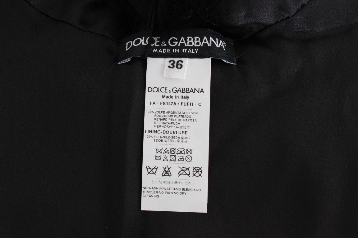 Sciarpa con colletto in pelliccia di volpe nera Dolce & Gabbana
