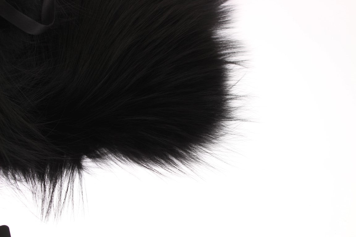 Sciarpa con colletto in pelliccia di volpe nera Dolce & Gabbana