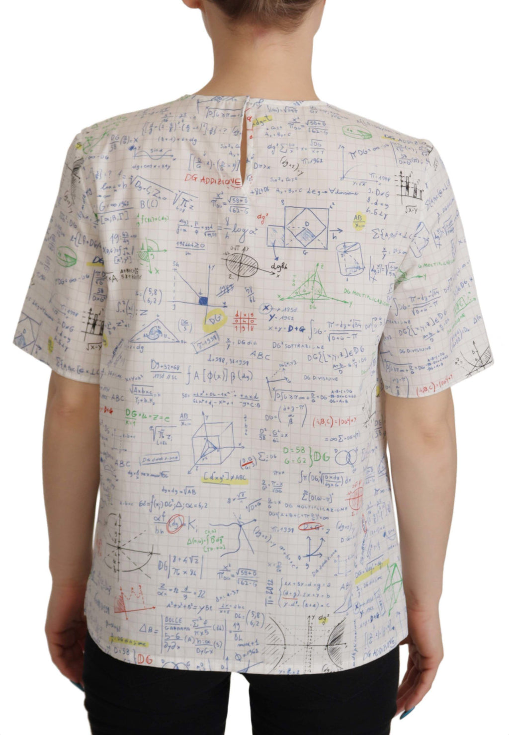 Top Dolce & Gabbana in cotone bianco a maniche corte con stampa Algebra