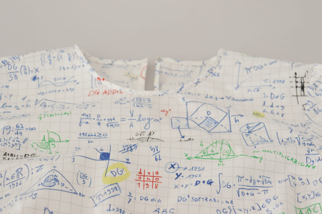 Top Dolce & Gabbana in cotone bianco a maniche corte con stampa Algebra
