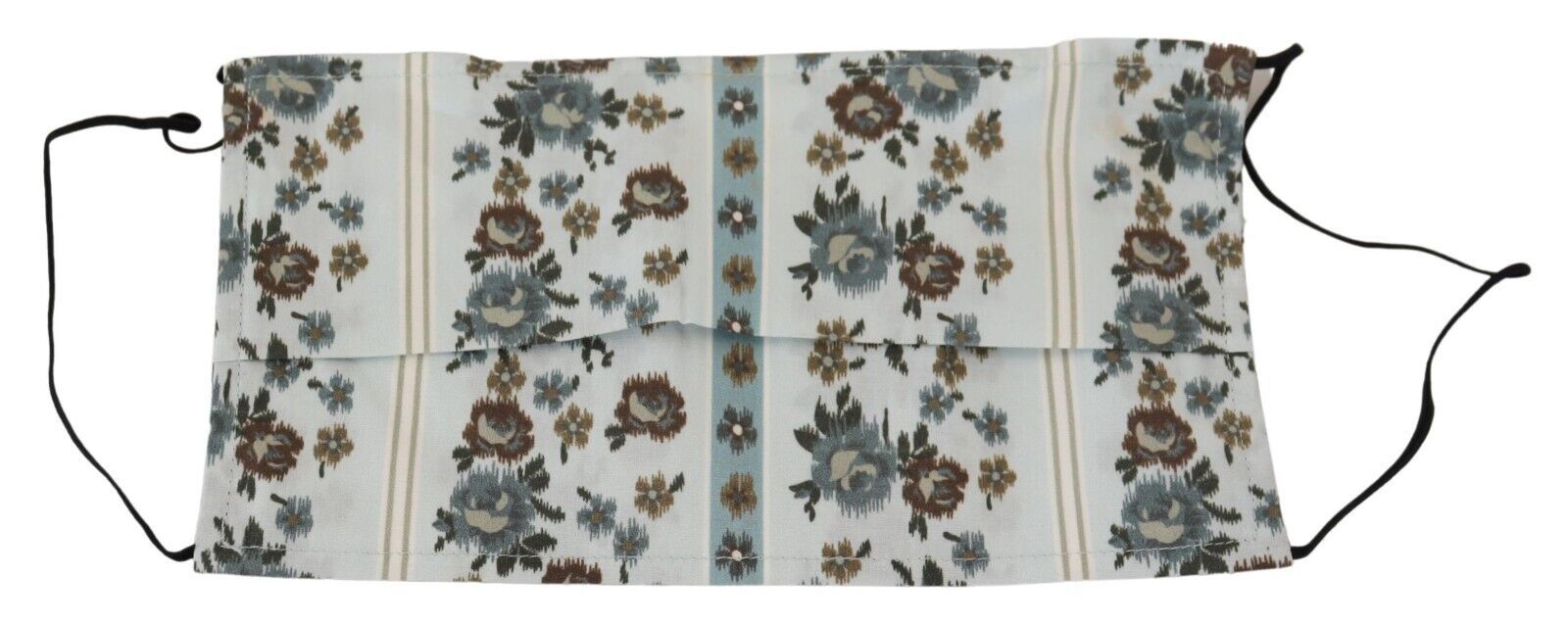 Mascherina Dolce & Gabbana in cotone bianco a fiori con pieghe e elastici auricolari