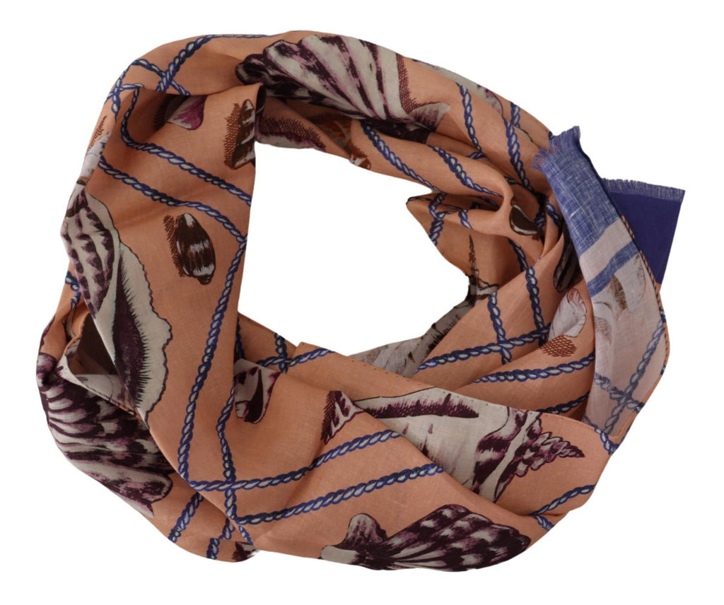 Sciarpa avvolgente da uomo Dolce & Gabbana in lino blu con motivo a conchiglie
