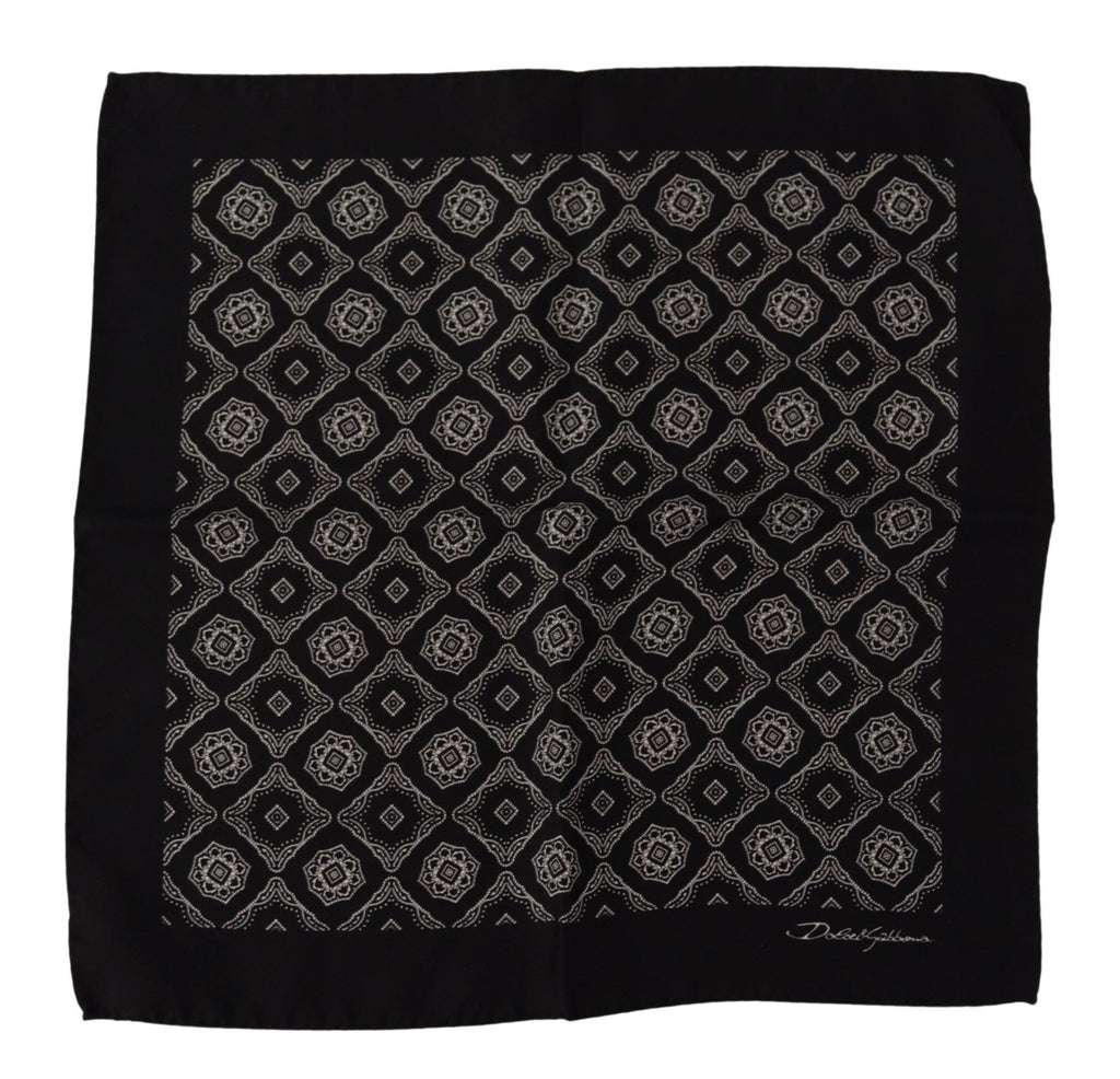 Fazzoletto/Sciarpa Quadrata Nera Dolce & Gabbana con Fantasia Geometrica