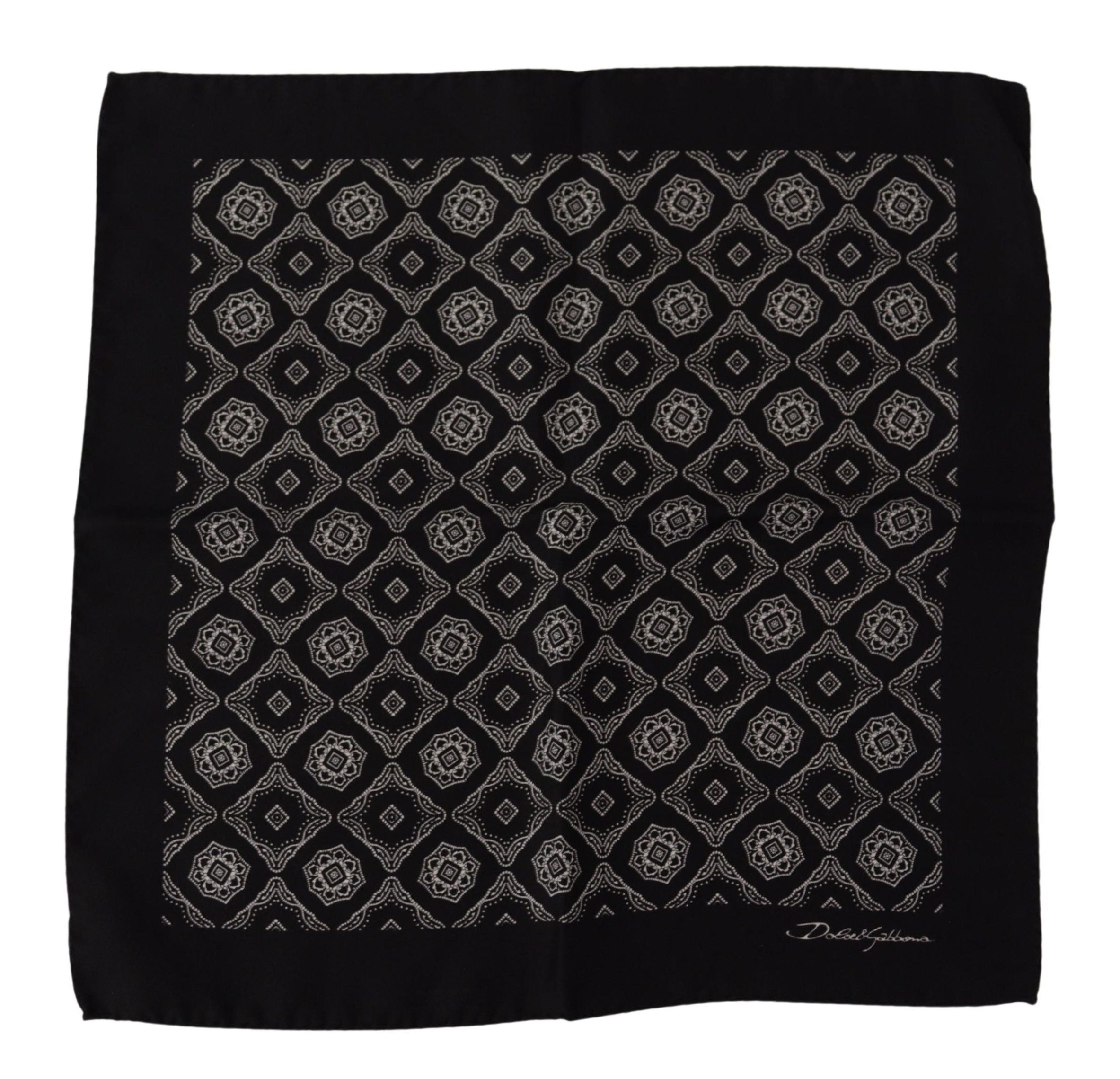 Fazzoletto/Sciarpa Quadrata Nera Dolce & Gabbana con Fantasia Geometrica