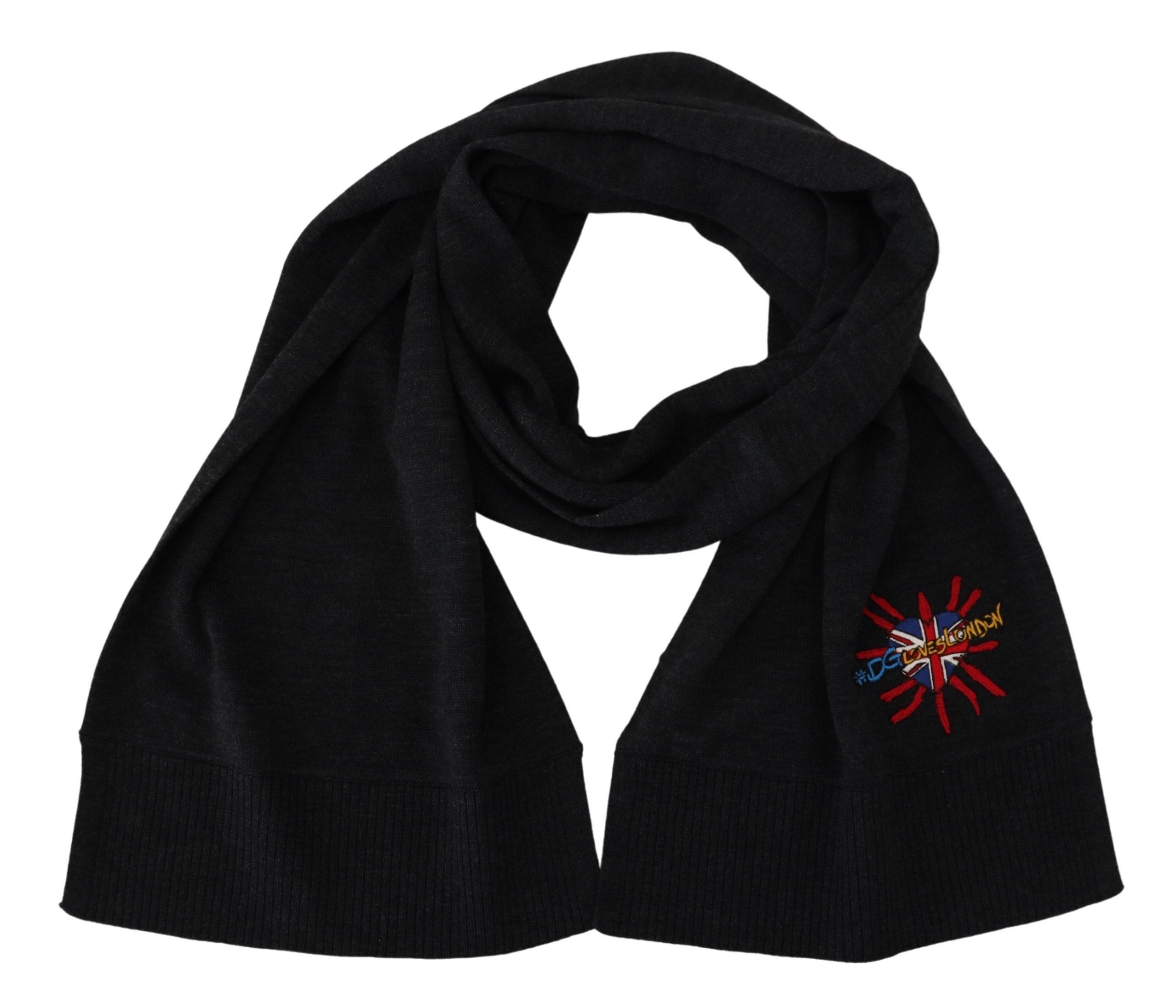 Sciarpa avvolgente Dolce & Gabbana nera con Sacro Cuore #DGLovesLondon