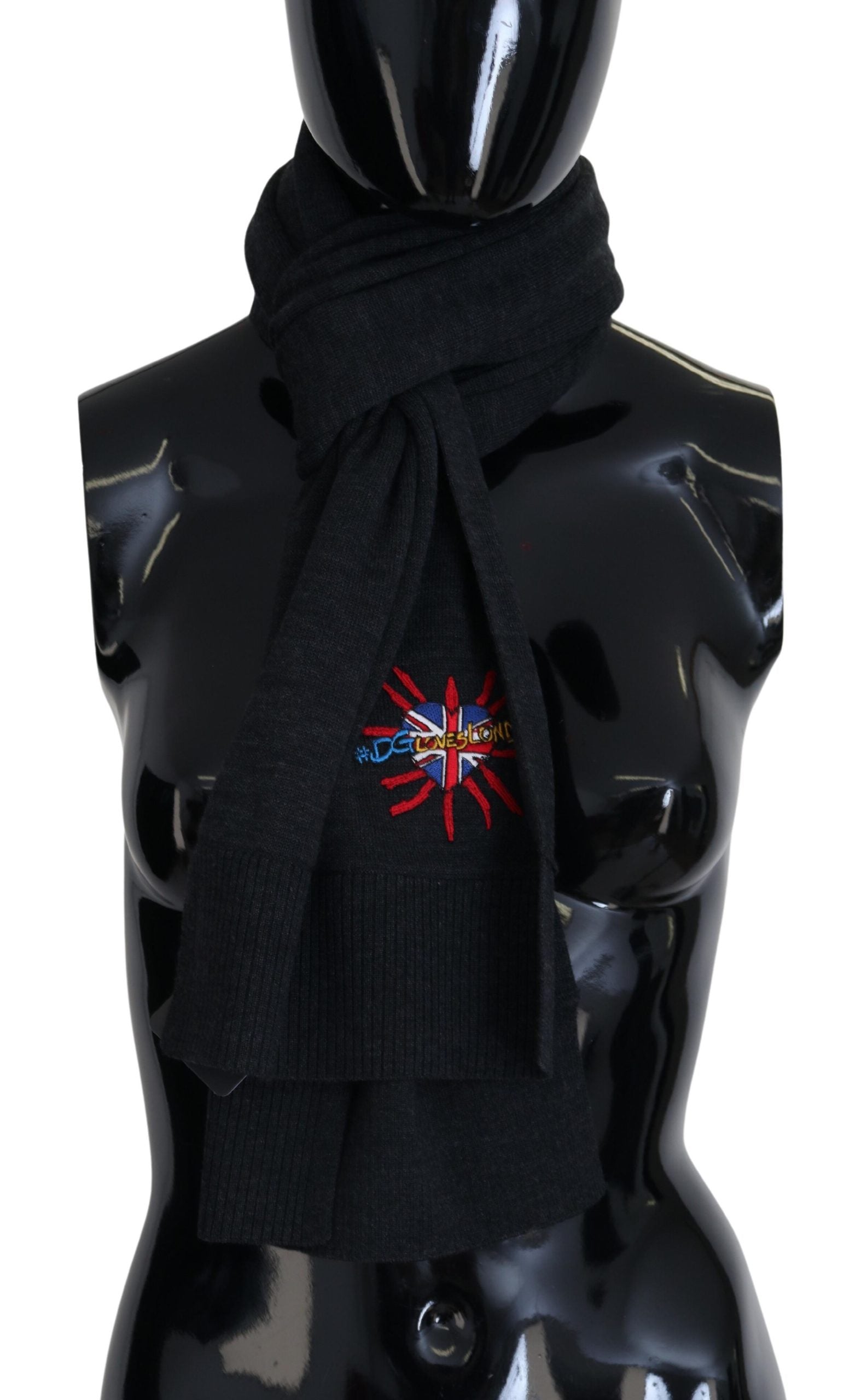Sciarpa avvolgente Dolce & Gabbana nera con Sacro Cuore #DGLovesLondon