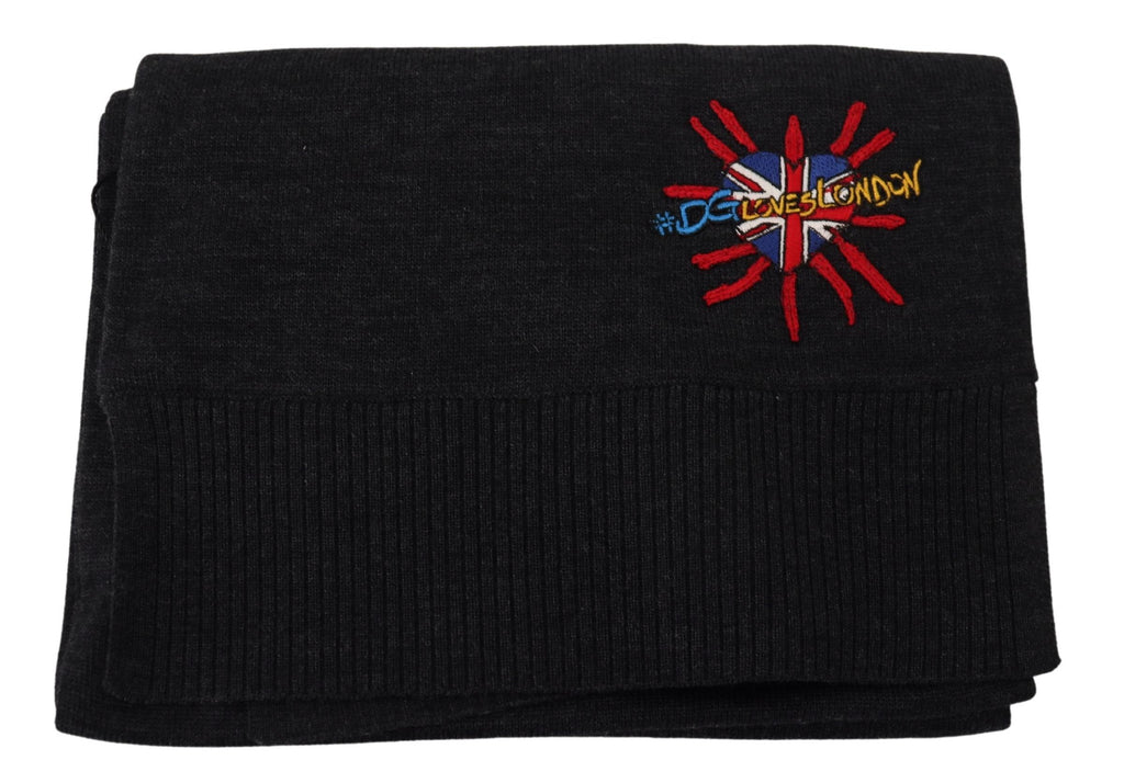 Sciarpa avvolgente Dolce & Gabbana nera con Sacro Cuore #DGLovesLondon