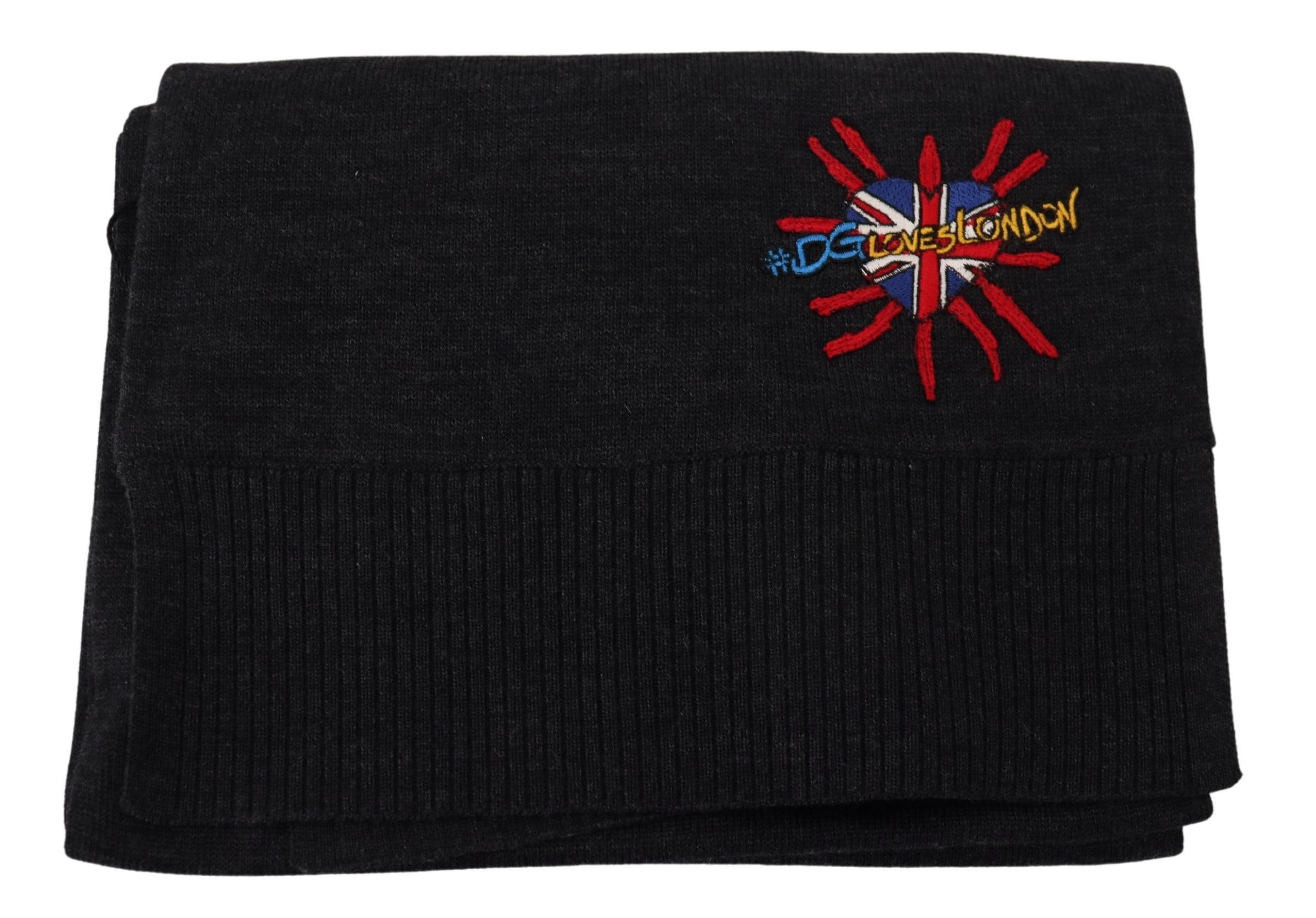 Sciarpa avvolgente Dolce & Gabbana nera con Sacro Cuore #DGLovesLondon