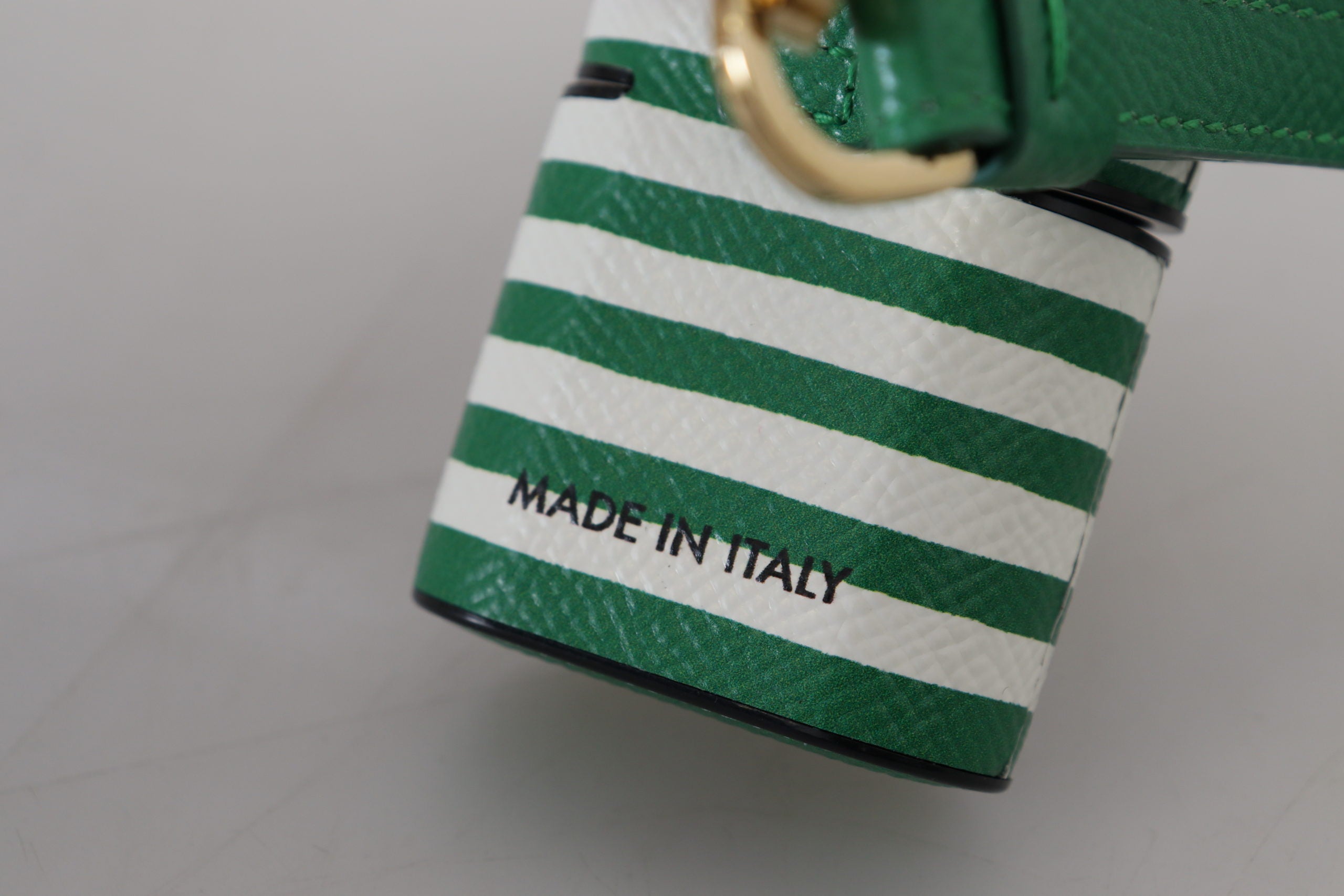 Custodia per Airpods Dolce & Gabbana in Pelle Verde con Logo in Metallo Dorato