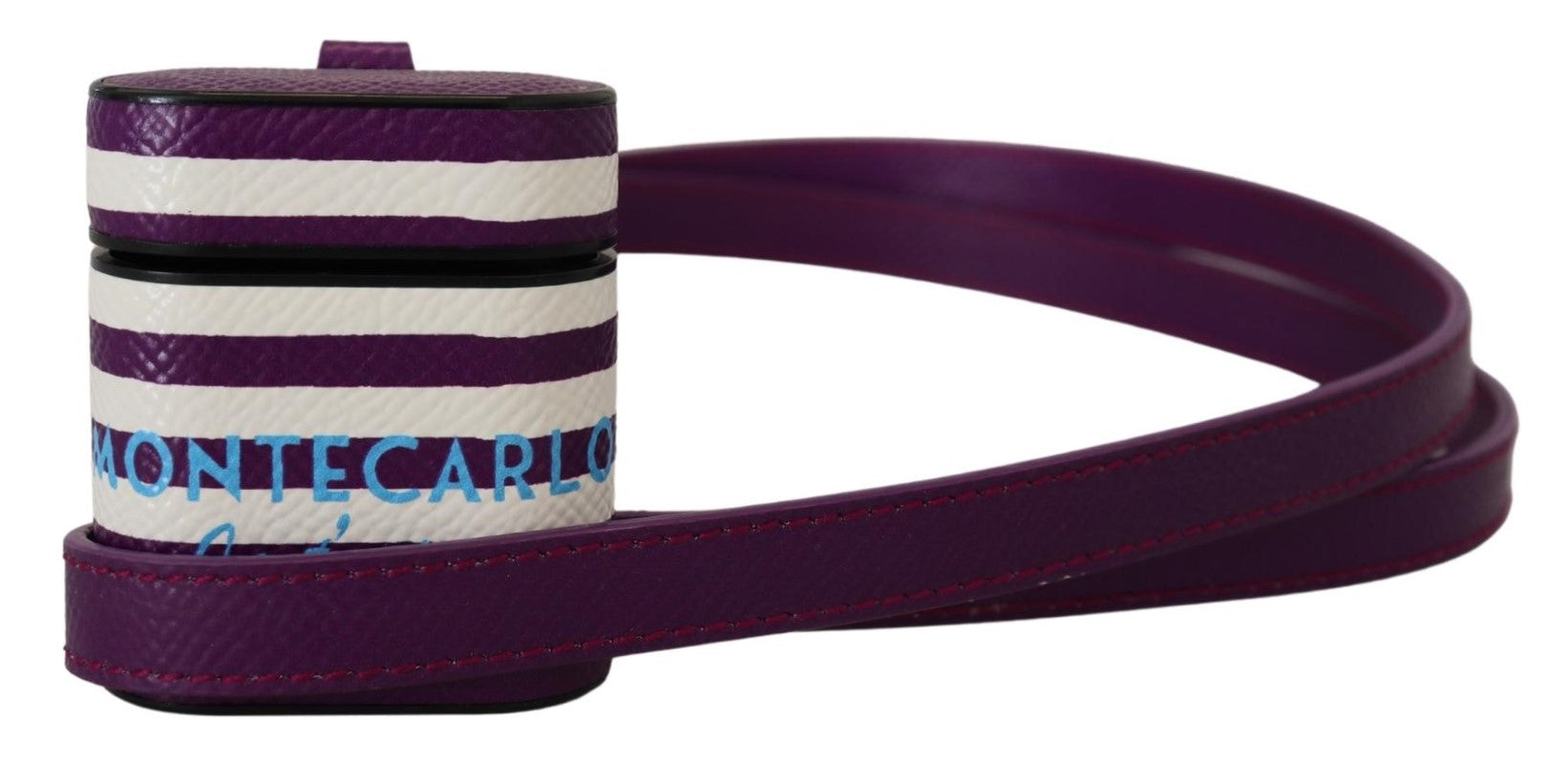 Custodia per Airpods Dolce & Gabbana in Pelle Viola con Logo in Metallo Dorato