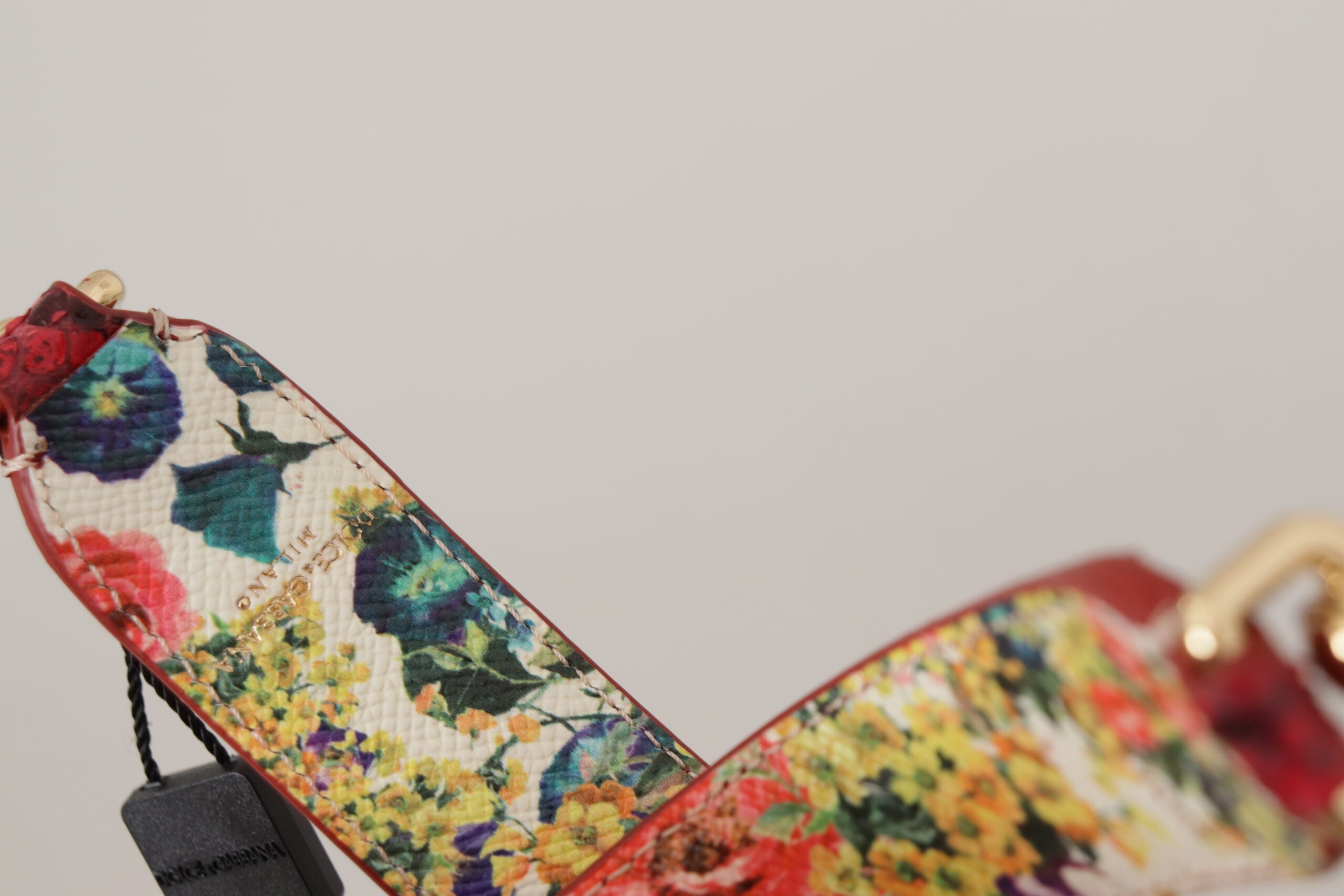 Dolce & Gabbana Tracolla Reversibile in Pelle Esotica Rossa con Cristalli
