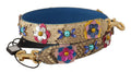 Dolce & Gabbana Tracolla Borchiata Floreale in Pelle di Pitone Beige