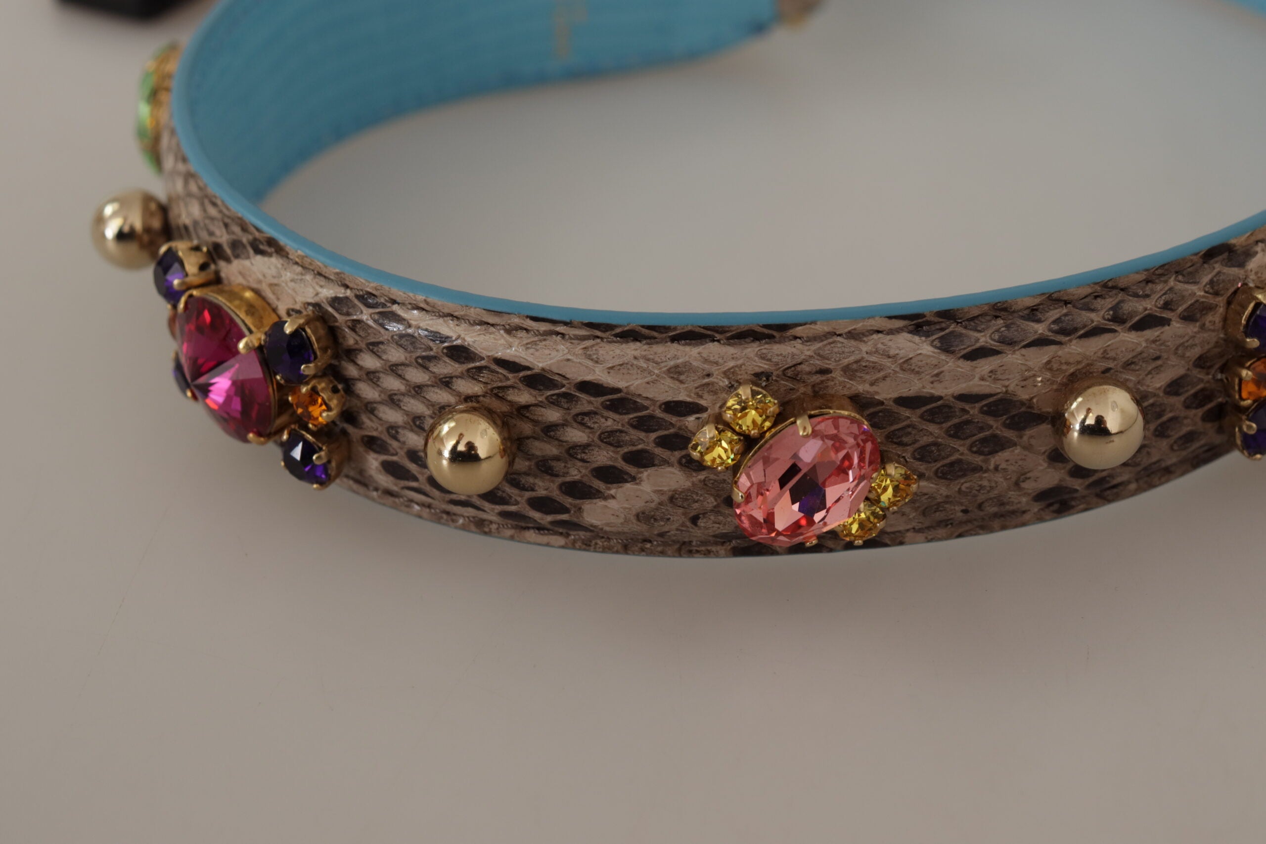 Dolce & Gabbana Tracolla Marrone in Pelle Esotica con Cristalli