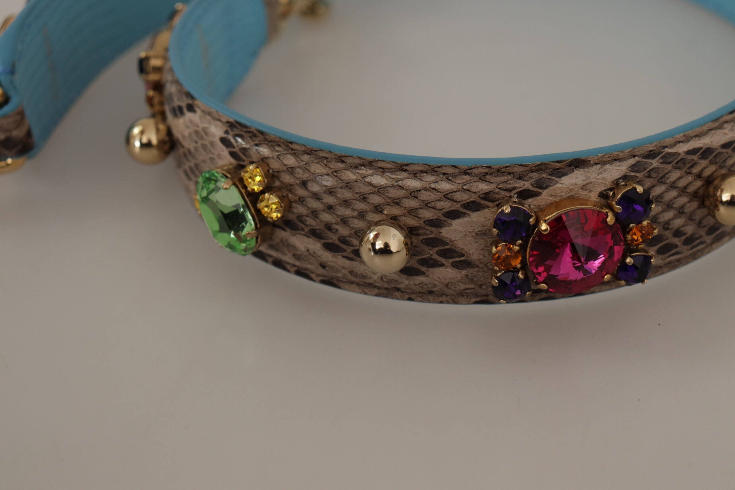 Dolce & Gabbana Tracolla Marrone in Pelle Esotica con Cristalli
