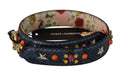 Dolce & Gabbana Tracolla Reversibile in Pelle Esotica Blu con Cristalli