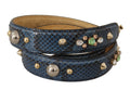 Tracolla Dolce & Gabbana in pelle esotica blu con cristalli