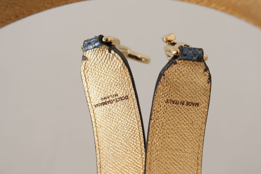 Tracolla Dolce & Gabbana in pelle esotica blu con cristalli