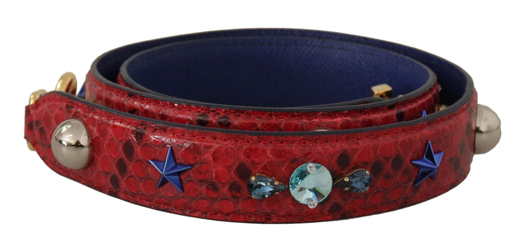 Dolce & Gabbana Tracolla Rossa in Pelle Esotica con Cristalli