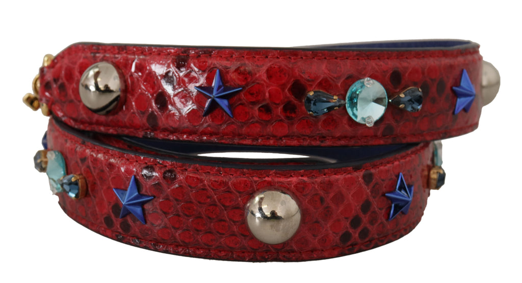Dolce & Gabbana Tracolla Rossa in Pelle Esotica con Cristalli