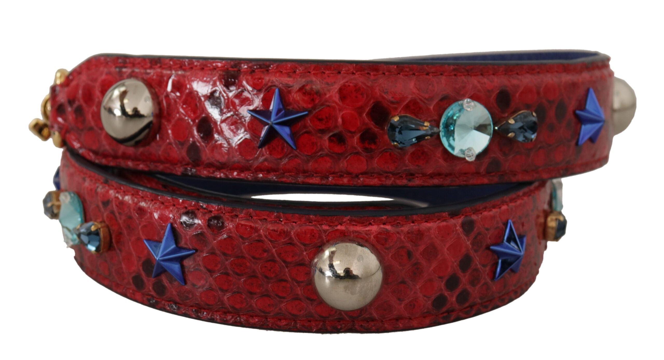 Dolce & Gabbana Tracolla Rossa in Pelle Esotica con Cristalli
