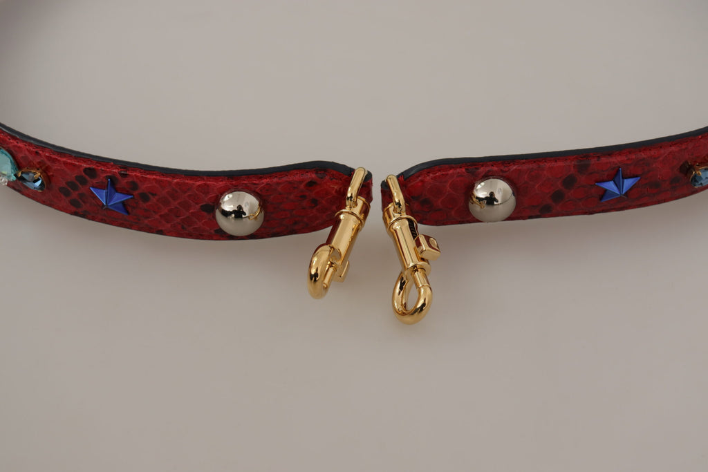 Dolce & Gabbana Tracolla Rossa in Pelle Esotica con Cristalli