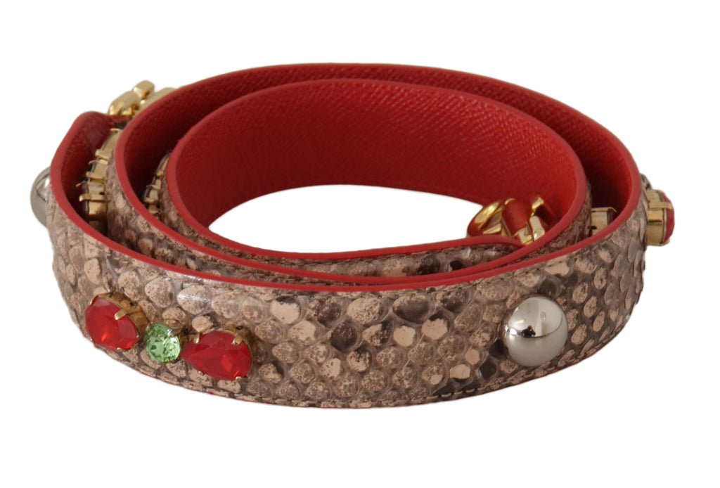Dolce & Gabbana Tracolla Marrone in Pelle di Pitone con Cristalli