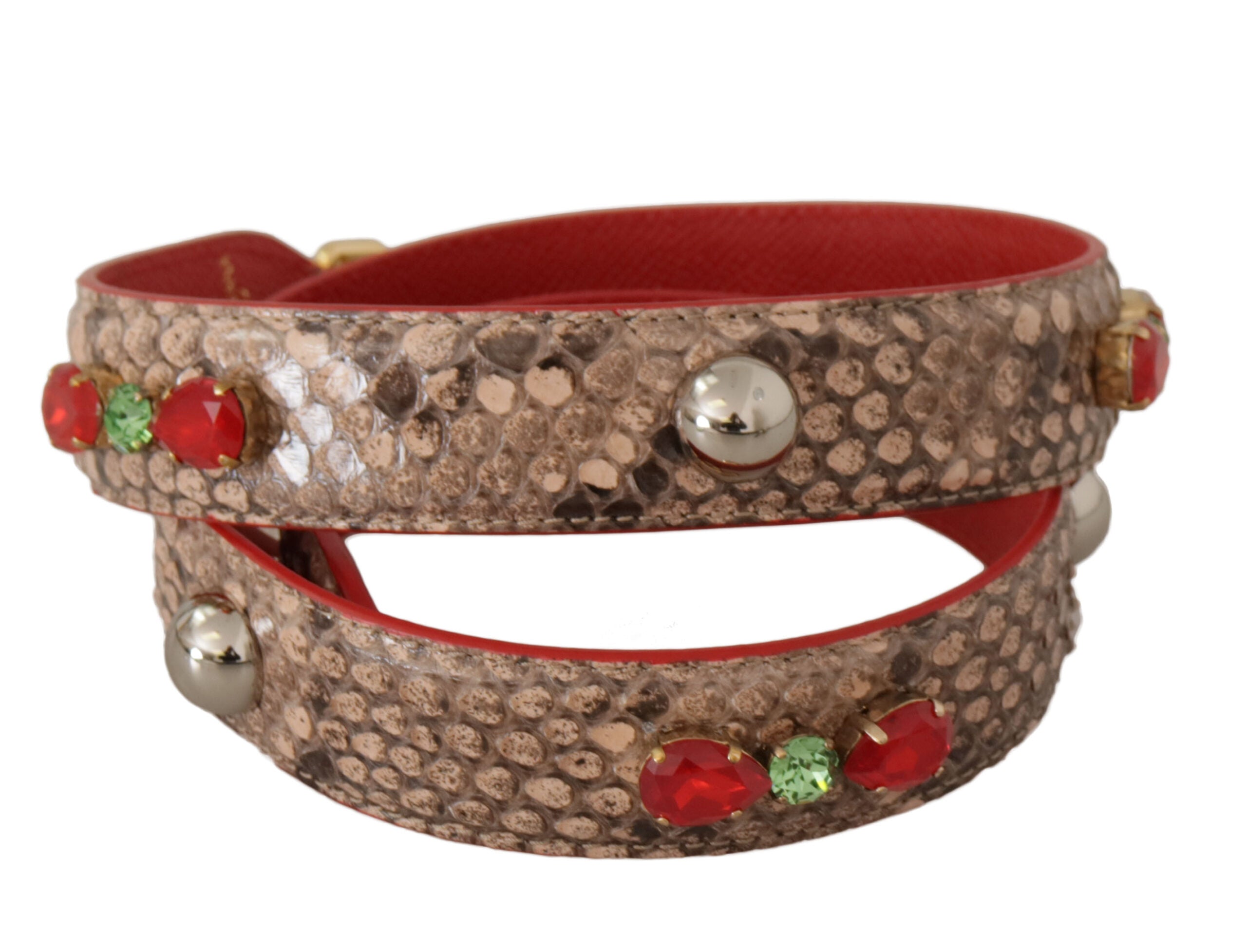 Dolce & Gabbana Tracolla Marrone in Pelle di Pitone con Cristalli