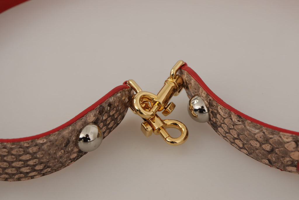 Dolce & Gabbana Tracolla Marrone in Pelle di Pitone con Cristalli