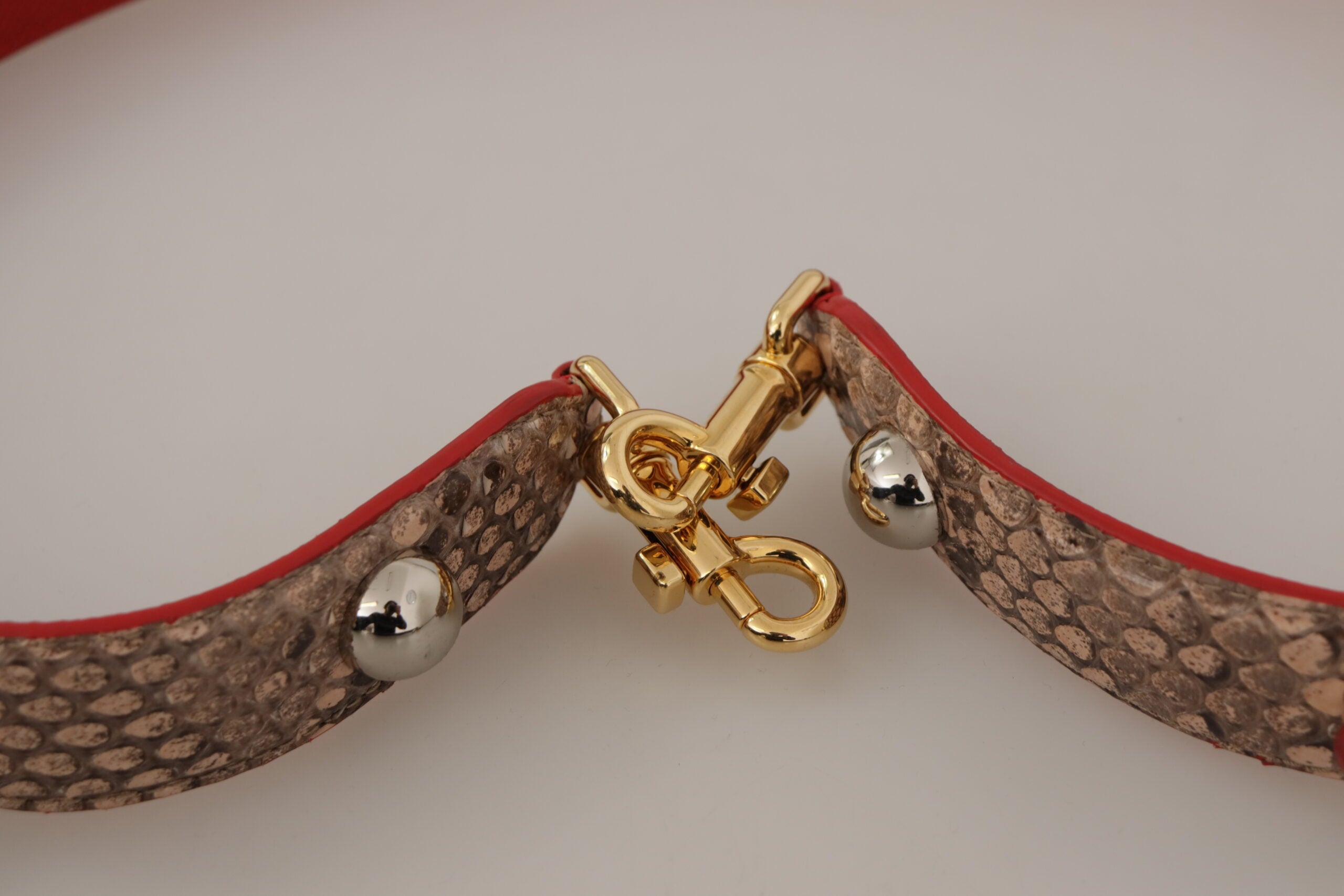 Dolce & Gabbana Tracolla Marrone in Pelle di Pitone con Cristalli