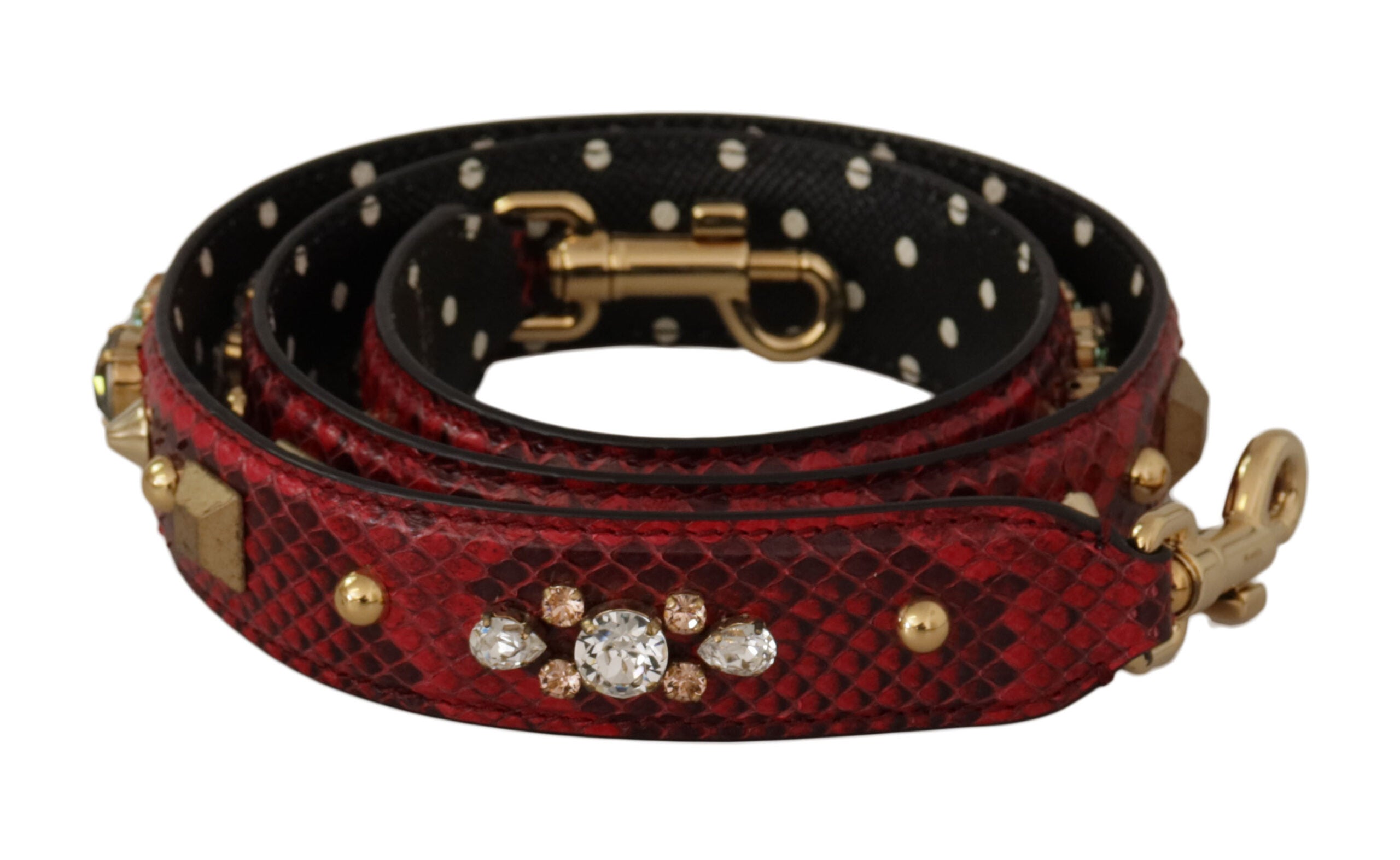 Tracolla reversibile in pitone rosso con cristalli Dolce & Gabbana
