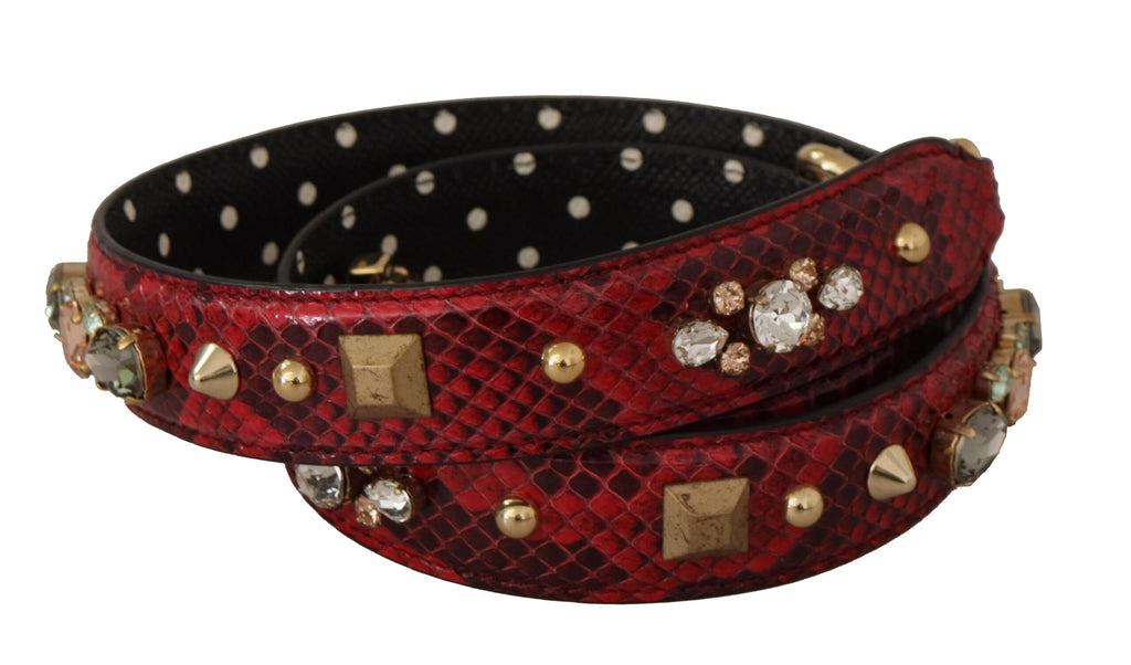 Tracolla reversibile in pitone rosso con cristalli Dolce & Gabbana