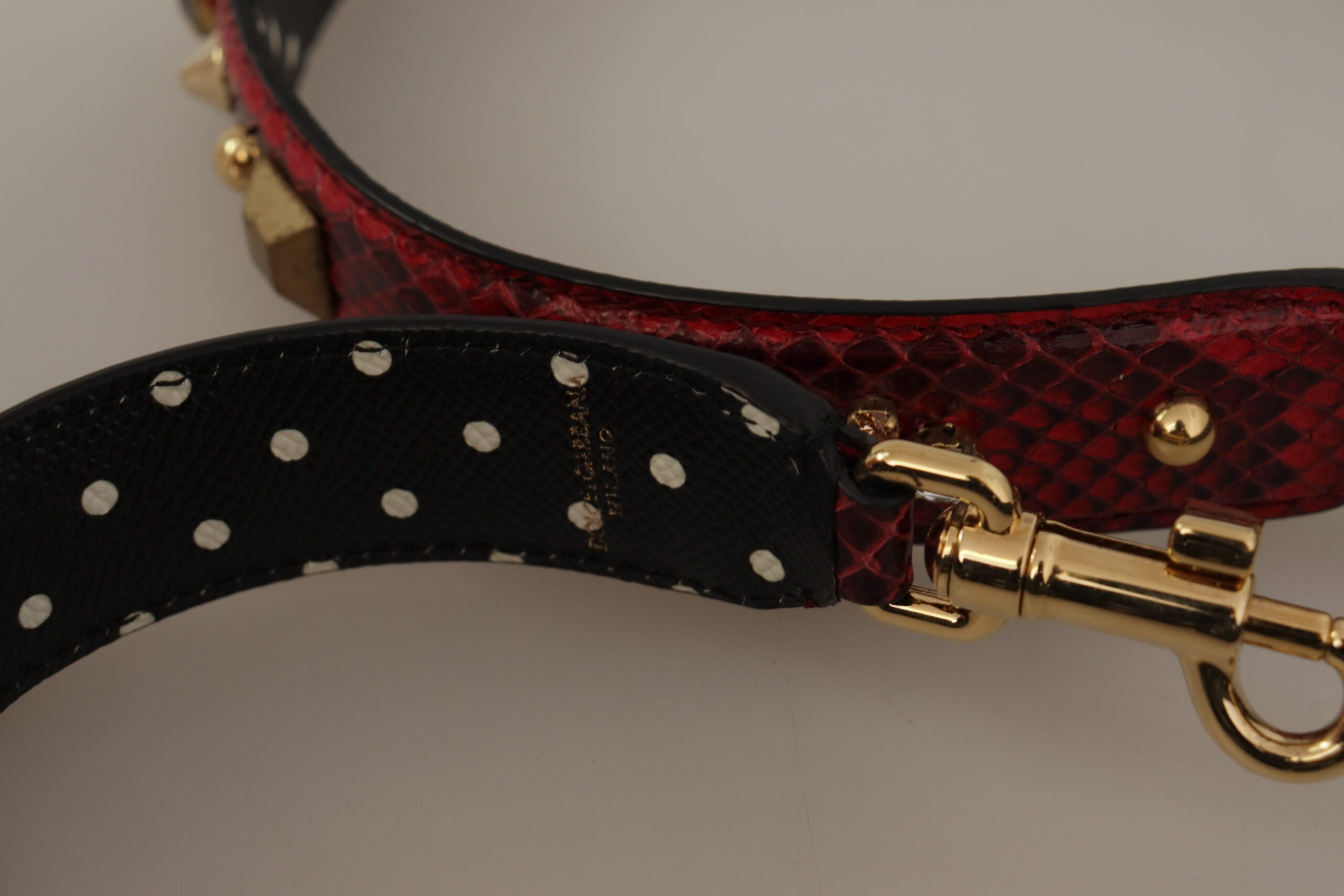 Tracolla reversibile in pitone rosso con cristalli Dolce & Gabbana