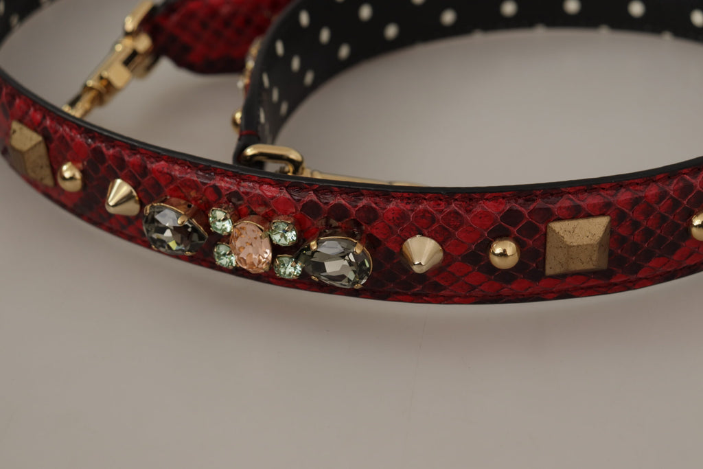 Tracolla reversibile in pitone rosso con cristalli Dolce & Gabbana