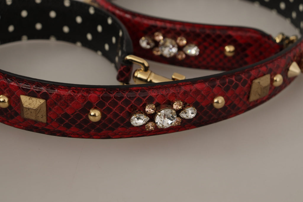 Tracolla reversibile in pitone rosso con cristalli Dolce & Gabbana