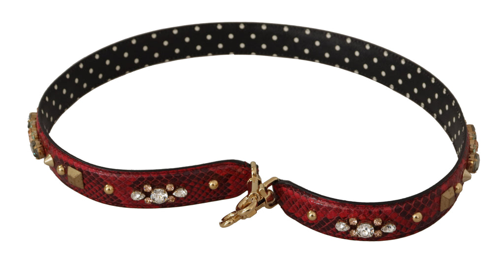 Tracolla reversibile in pitone rosso con cristalli Dolce & Gabbana