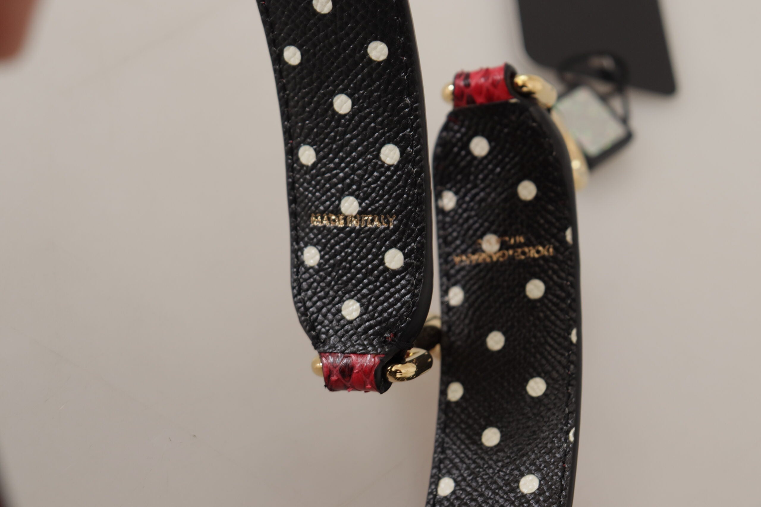 Dolce & Gabbana Tracolla Reversibile in Pelle di Pitone Rossa con Cristalli