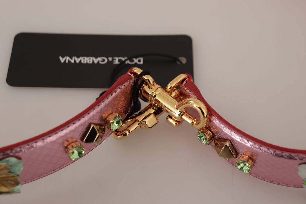 Tracolla in pelle rosa metallizzata con borchie Dolce & Gabbana