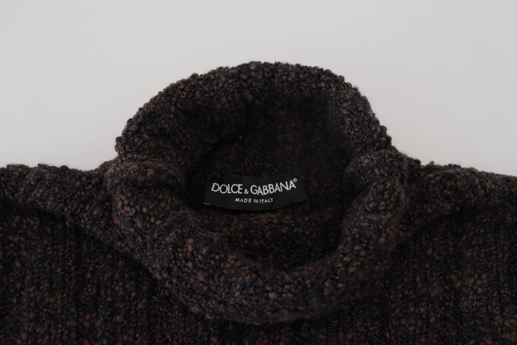 Maglione dolcevita in maglia di lana marrone Dolce & Gabbana