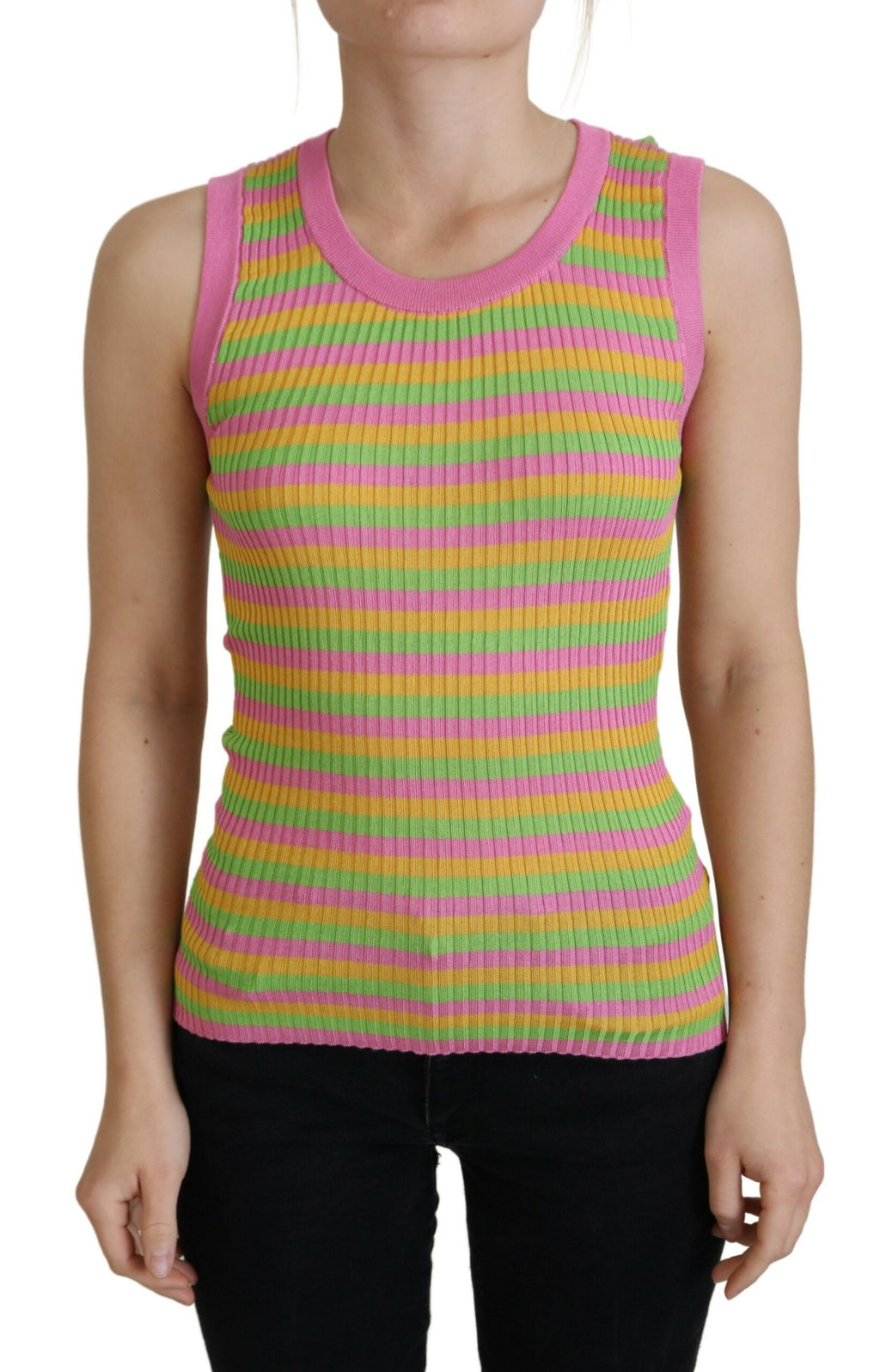 Gilet Smanicato Pullover Dolce & Gabbana in Seta Multicolor