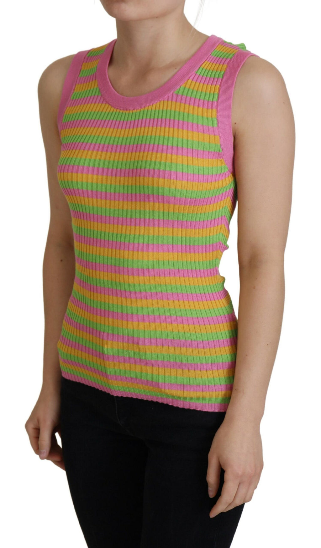 Gilet Smanicato Pullover Dolce & Gabbana in Seta Multicolor