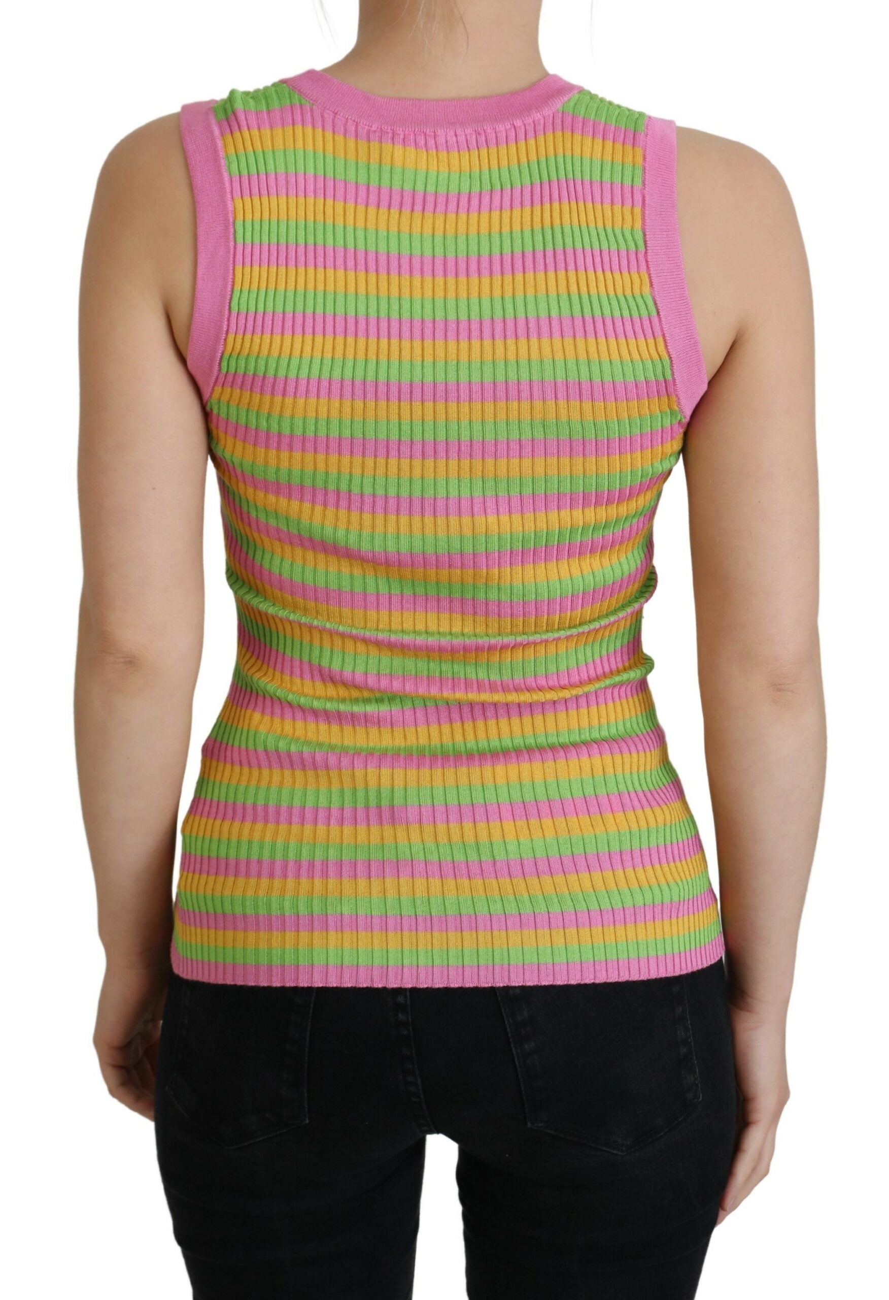 Gilet Smanicato Pullover Dolce & Gabbana in Seta Multicolor